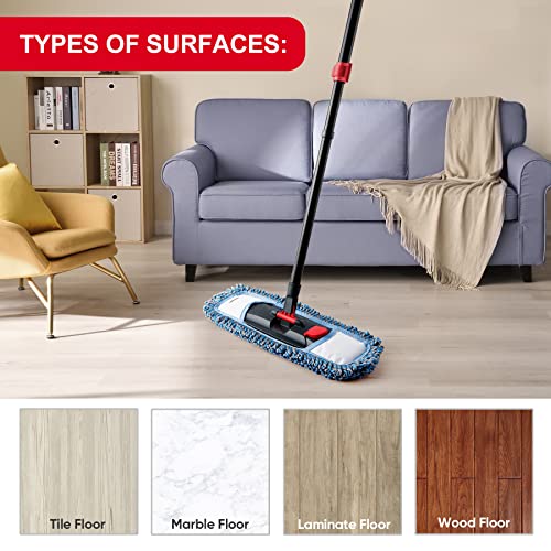 Mop for Floor Cleaning Microfiber for Dry & Wet Tile Floors w/an Extra Chenille Refill Mopping Pad