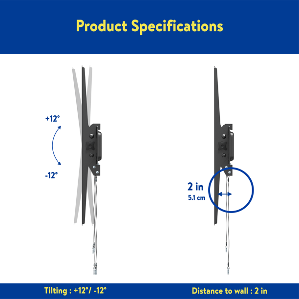 Tilting TV Wall Mount for 50" to 86" TV's, up to 12° Tilting