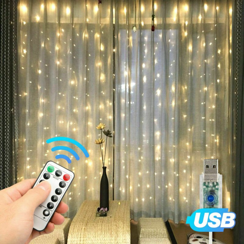 100PCS 300 LED Curtain Fairy Lights