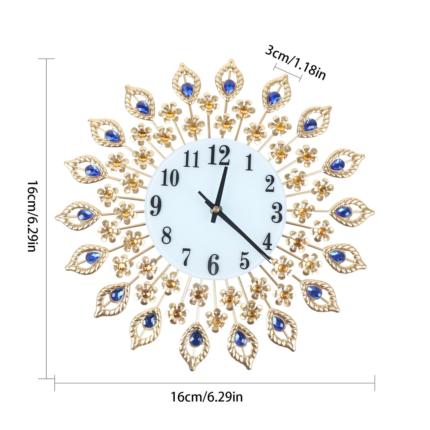 Pea-Cock Wall Clocks Luxury 3D Crystal Quartz Home Decoration