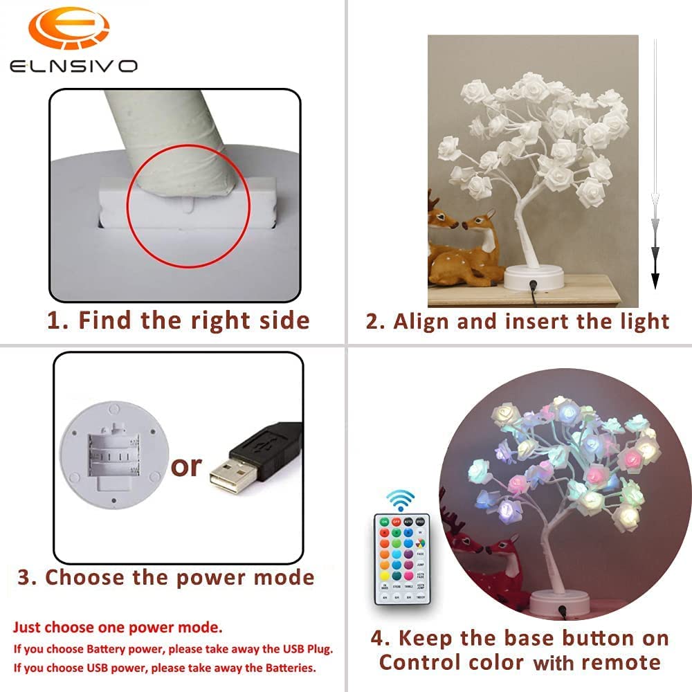 Colorful Rose Lamp Mothers Day Gifts, 18In Color Changing Rose Tree Lamp for Mom