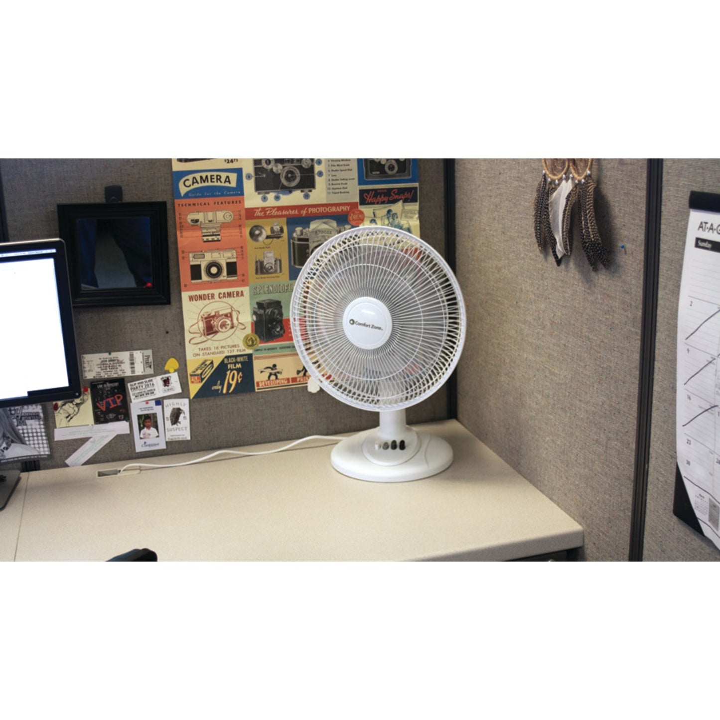 12" 3-Speed Quiet Oscillating Table Fan w/ Adjustable Tilt, White