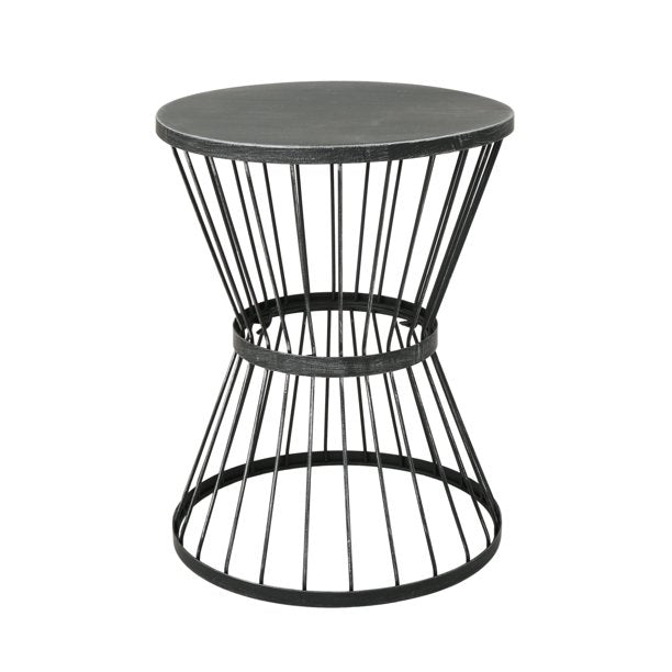 Outdoor 16 Inch Iron Side Table, Matte Black