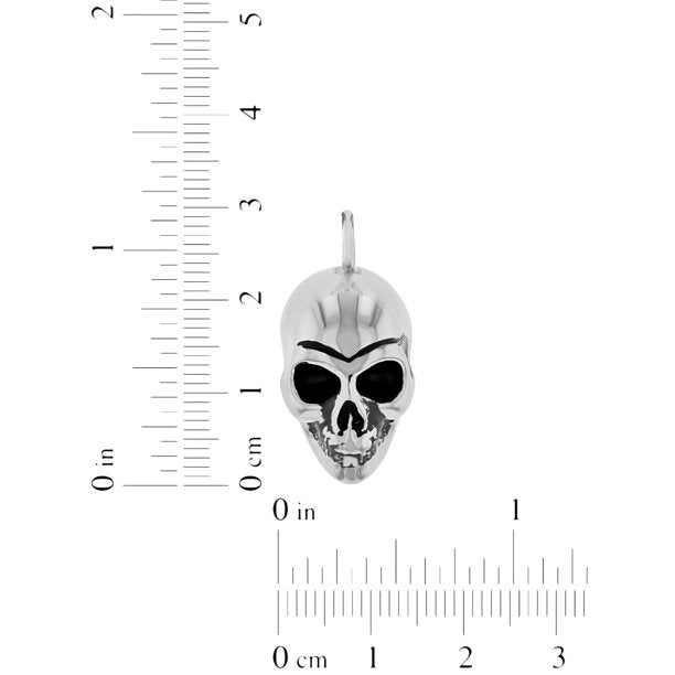 Men’s Polished Stainless Steel Solid Human Skull Pendant Necklace