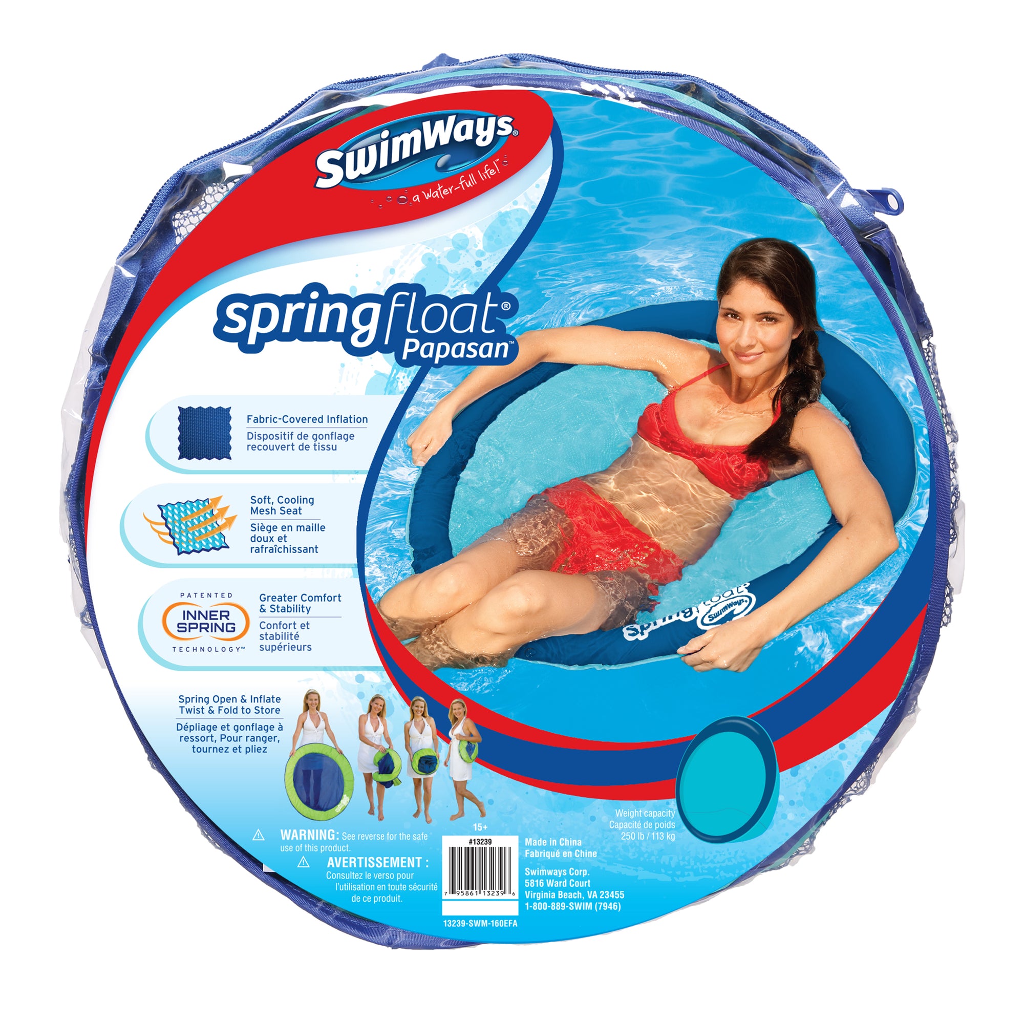 Spring Float Papasan - Mesh Float for Pool or Lake