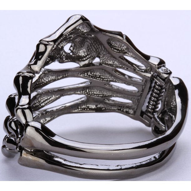 Skull Skeleton Hand Hinged Bangle Bracelet for Women Fit Wrist Circumference 6.5 to 7.5 inch - Metal