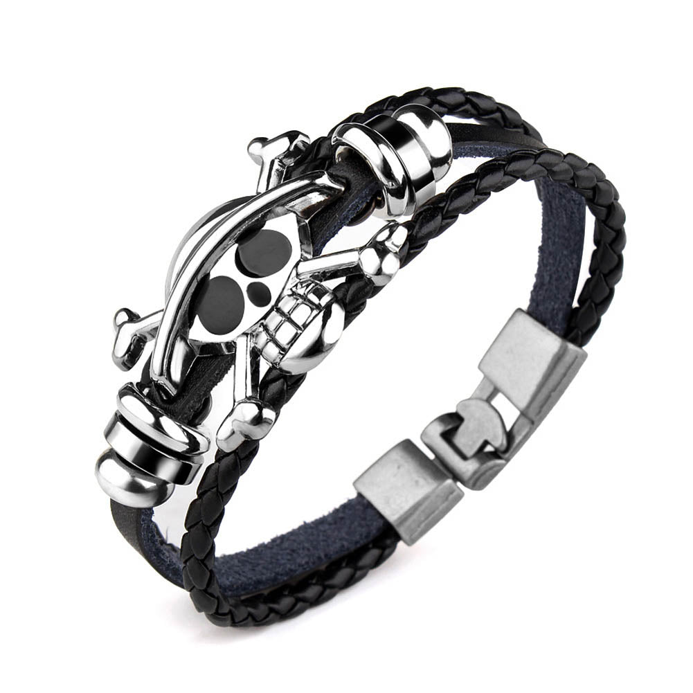 Skull Leather Punk Bracelet Gothic Rock Hip Hop Bangle