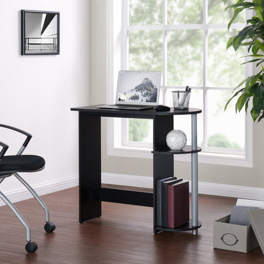 Computer Desk w/ Built-in Shelves, Black