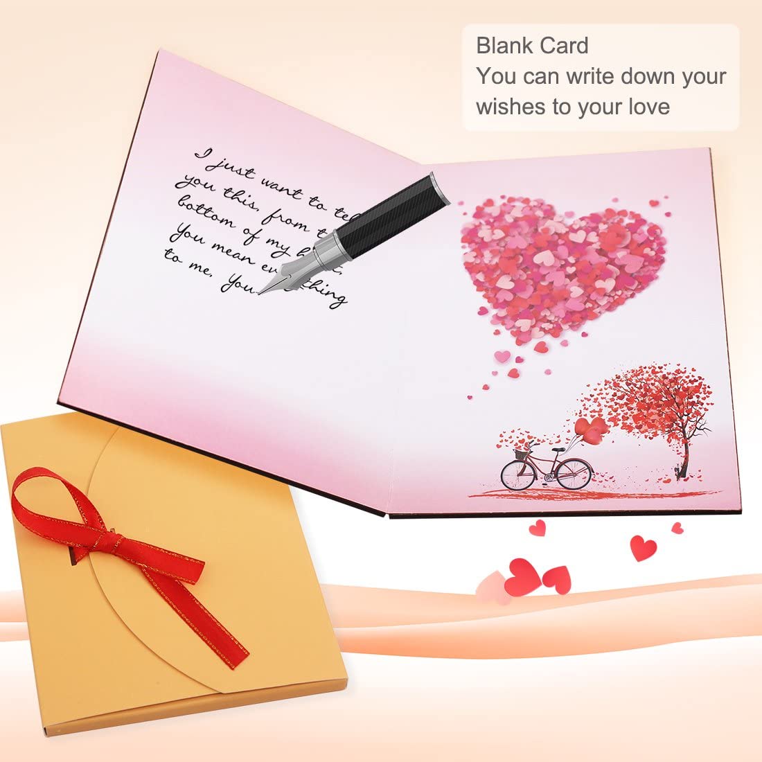 Handmade Walnut Wood Love Greeting Card with Unique Gift Card Box