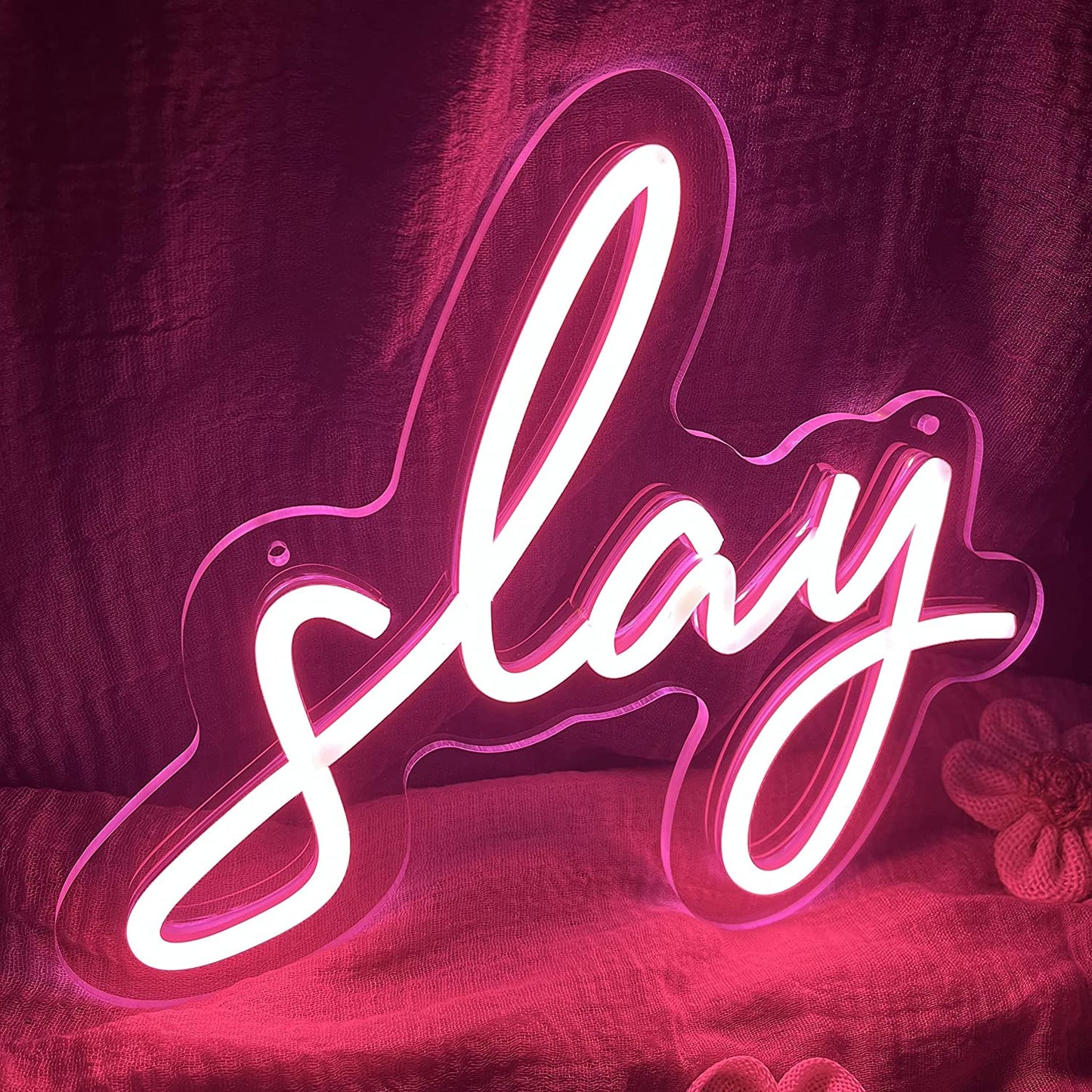 Pink Slay Neon Sign for Wall Decoration  Adjustable Lighting