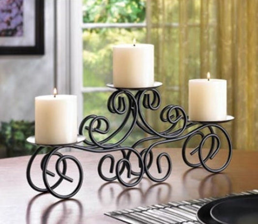 Decorative Candle Centerpiece, Black Metal Votive Candelabra for Home Decoration