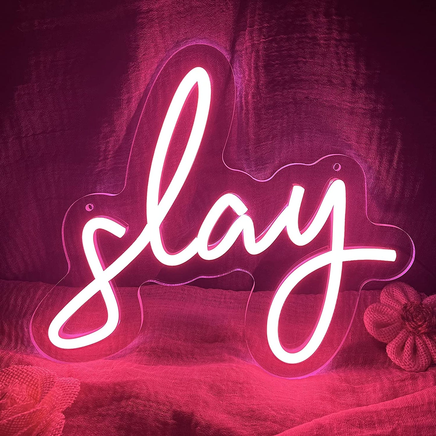 Pink Slay Neon Sign for Wall Decoration  Adjustable Lighting