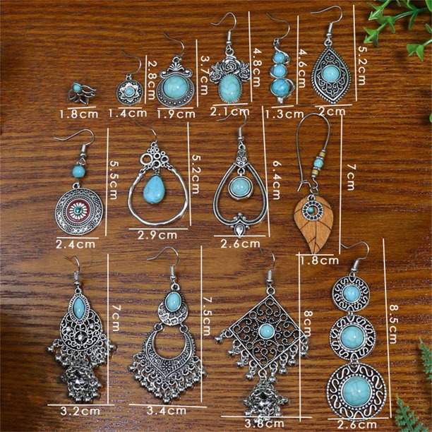 14 Pairs Bohemian Earrings Metal Earrings Hollow Earrings Retro Dangle Earrings Boho Hoop Earrings Set for Women Girls - Walmart.com