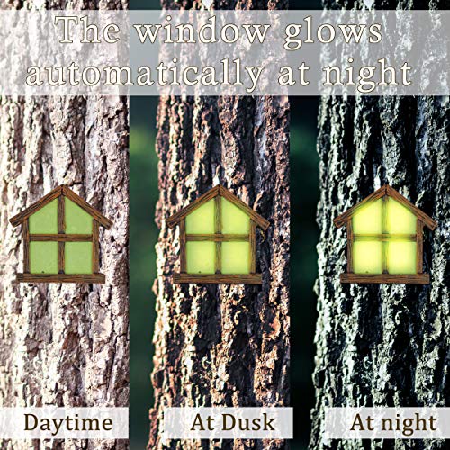 Fairy Gnome Home Miniature Window & Door w/ Litter lamp for Trees Decoration - Glow in Dark