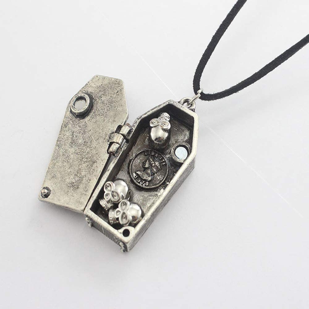 Punk Style Cool Mens Women Stainless Steel Skeleton Skull Coffin Pendant Necklace