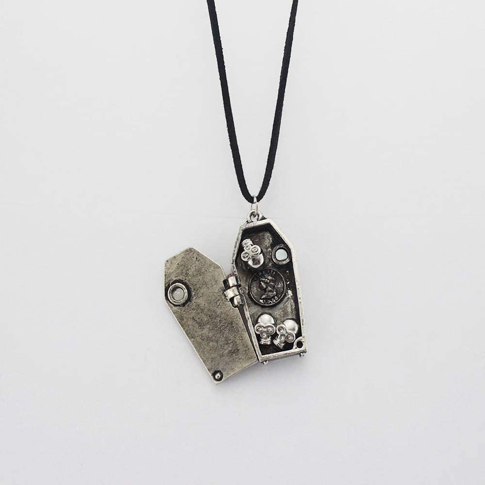 Punk Style Cool Mens Women Stainless Steel Skeleton Skull Coffin Pendant Necklace