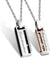 Couples Necklace w/ Rectangle Titanium Stainless Steel Pendant (Love Devotion) Lover's 1 Pair