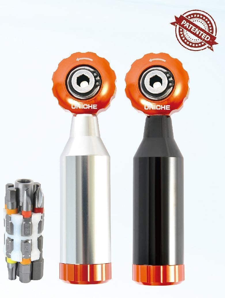 Black Stepless Bicycle Ratchet Mini Tool with Reversible Function. Multitool Repair Kit Road & Mountain Bikes