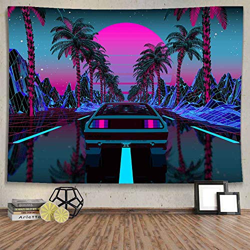 Urban Street Scene -Cars Palm Trees Sunset Tapestry