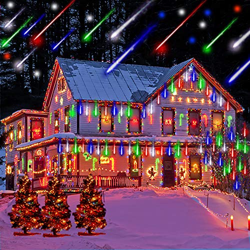 Meteor Shower Lights 12 inch 8 Tube 192 LED Icicle Christmas Lights