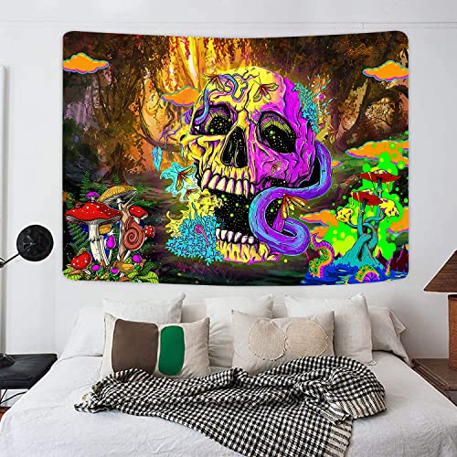 Skull Witchy Tapestry Trippy Mushroom Tapestry Wall Hanging