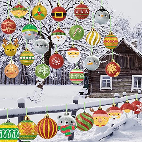 30 Pcs Plastic Double Sided Christmas Decorations