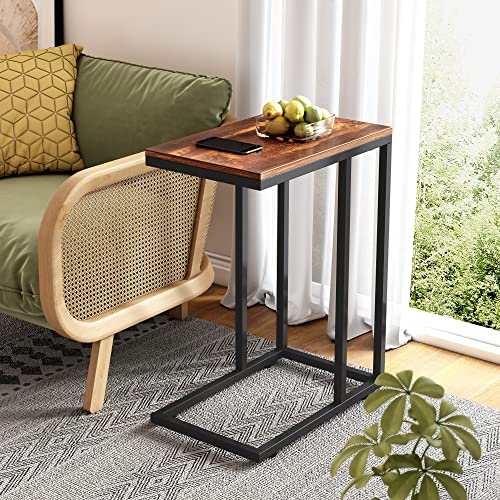 C Shaped End Table for Sofa Couch & Bed