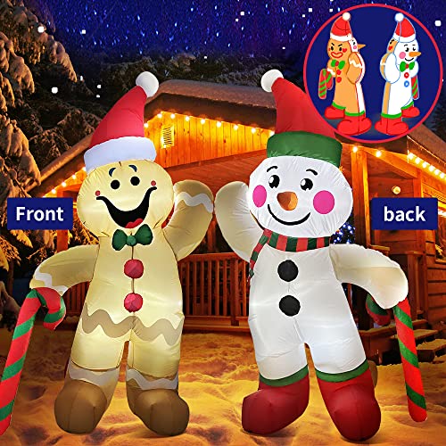 6 FT Christmas Inflatable Gingerbread Man & Snowman