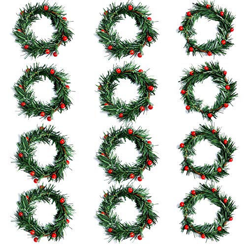 12 Pcs Christmas Candle Rings Wreath