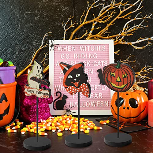 3Pcs Happy Halloween Wood Table Decoration