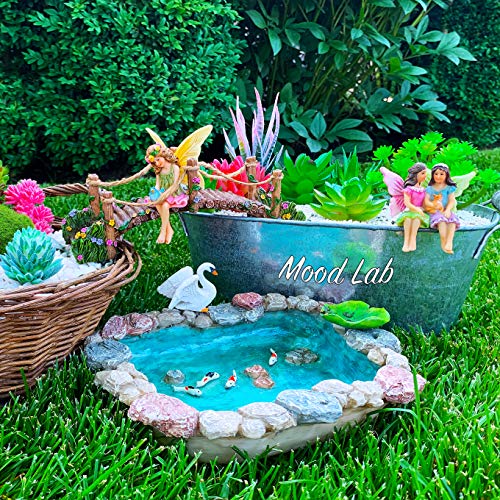 Fairy Garden Fish Pond Kit - Miniature Bridge Set of 6 pcs Fairy Garden Figurines & Accessorie