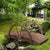 3.3ft Wooden Garden Bridge Arc Footbridge w/ Half-Wheel Style Railings