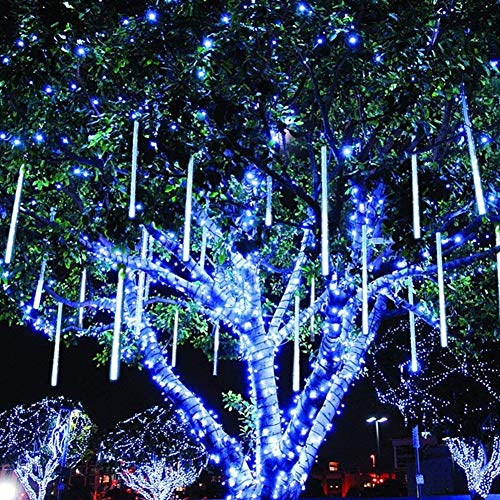 8 Tubes 288 LED Meteor Shower Rain Lights, 30cm Iciclelights Snow Falling Christmas Lights