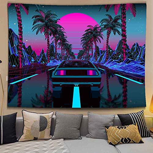 Urban Street Scene -Cars Palm Trees Sunset Tapestry