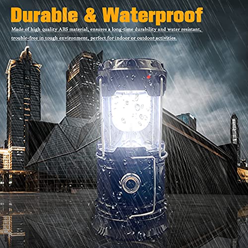 4 Packs Collapsible Solar Portable LED Camping Lantern Waterproof Solar USB Rechargeable