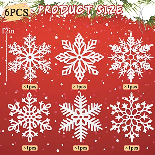 6pcs Large White Snowflakes Christmas Ornaments