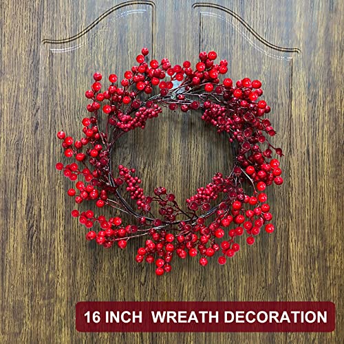 16" Red Berry Christmas Wreath Decoration