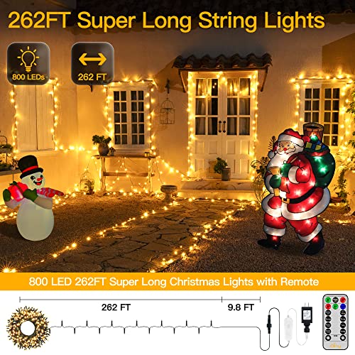 262FT 800LED Christmas Tree Lights w/ Remote-Waterproof 8 Modes