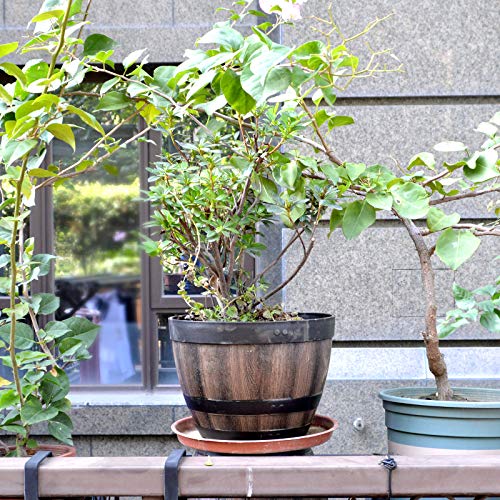 9 Inch Plant Pots w/ Drainage Holes & Saucer,2 Pack Brown