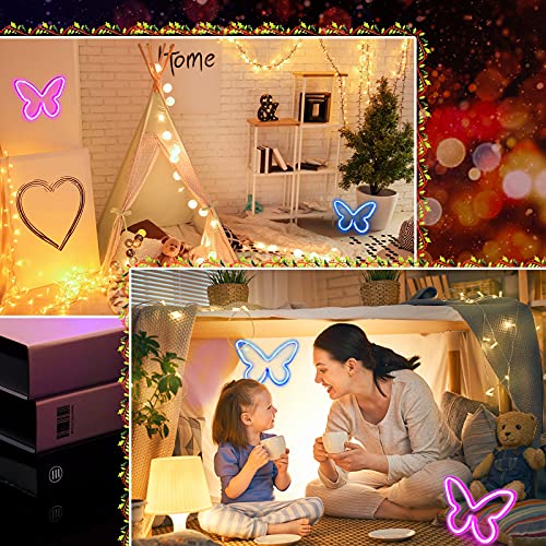 2 Pcs Butterfly Neon Signs 3-AA Battery Powered,USB Operated Wall Decor