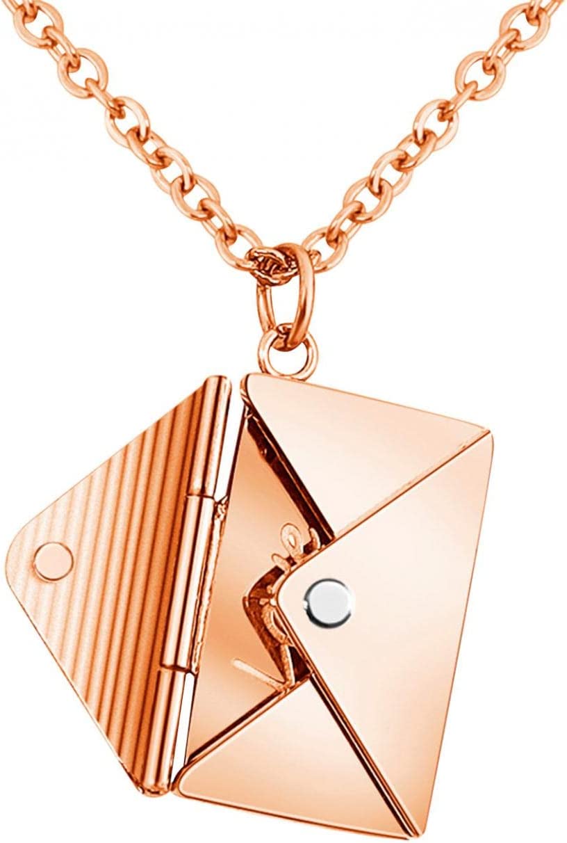 Confession Love You Envelope Necklace, Ladies Fashion Envelope Pendant, Rose Gold