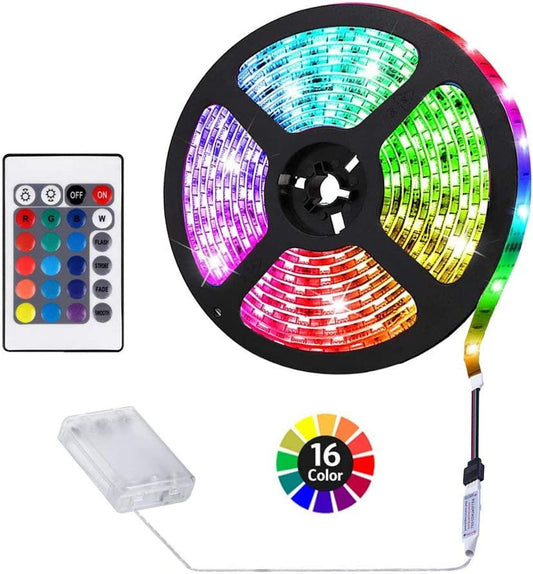 Battery Powered LED Strip Lights, Remote Controlled, Multi-Color Changing, DIY Indoor and Outdoor Decoration, 6.56ft/2M