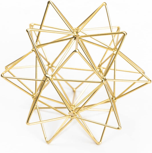 Metal Geometric Table Top Decor, 3D Metal Geometric Sculpture, Gold Abstract Sculpture for Home Decor, Table Decorations for Home, Art Decor for Living Room, Office, Bedroom