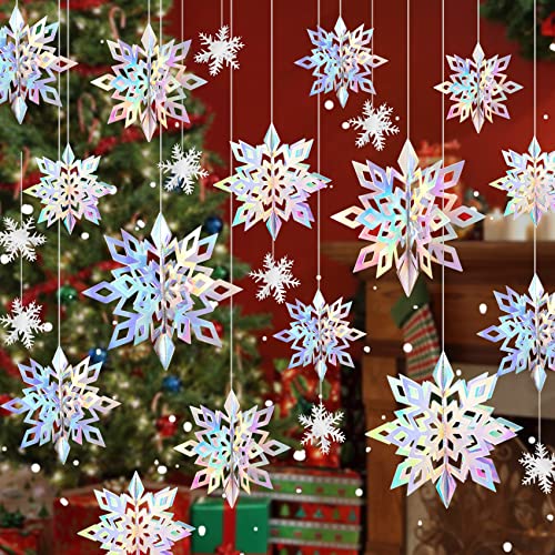 24 Pcs 3D Large Christmas Hanging Snowflake Decorations