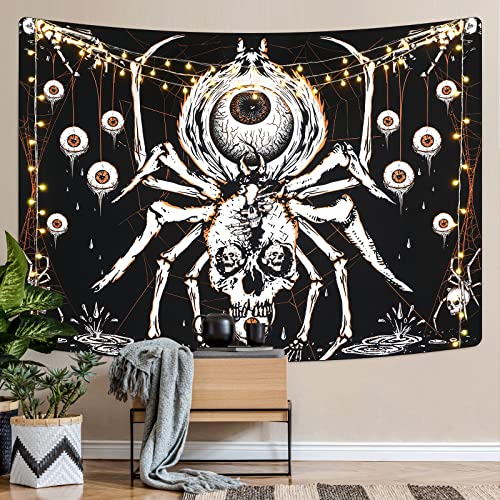 Boniboni Skull Tapestry Hippie Eyes Spider Skeleton Tapestry Wall Hanging for Room