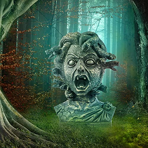 Electronic Animated Medusa Bust, Indoor/Outdoor Halloween Decoration, Creepy Tabletop