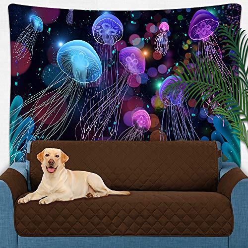 Under Sea Ocean Jellyfish Tapestry Wall Hanging Fantasy Magical Colorful Marine Life Tapestry