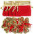 30 Pcs Chinese 3 Brass Coins with Red Ribbon and 6 Pcs Red Gold Lucky Bags Feng Shui Lucky Coins