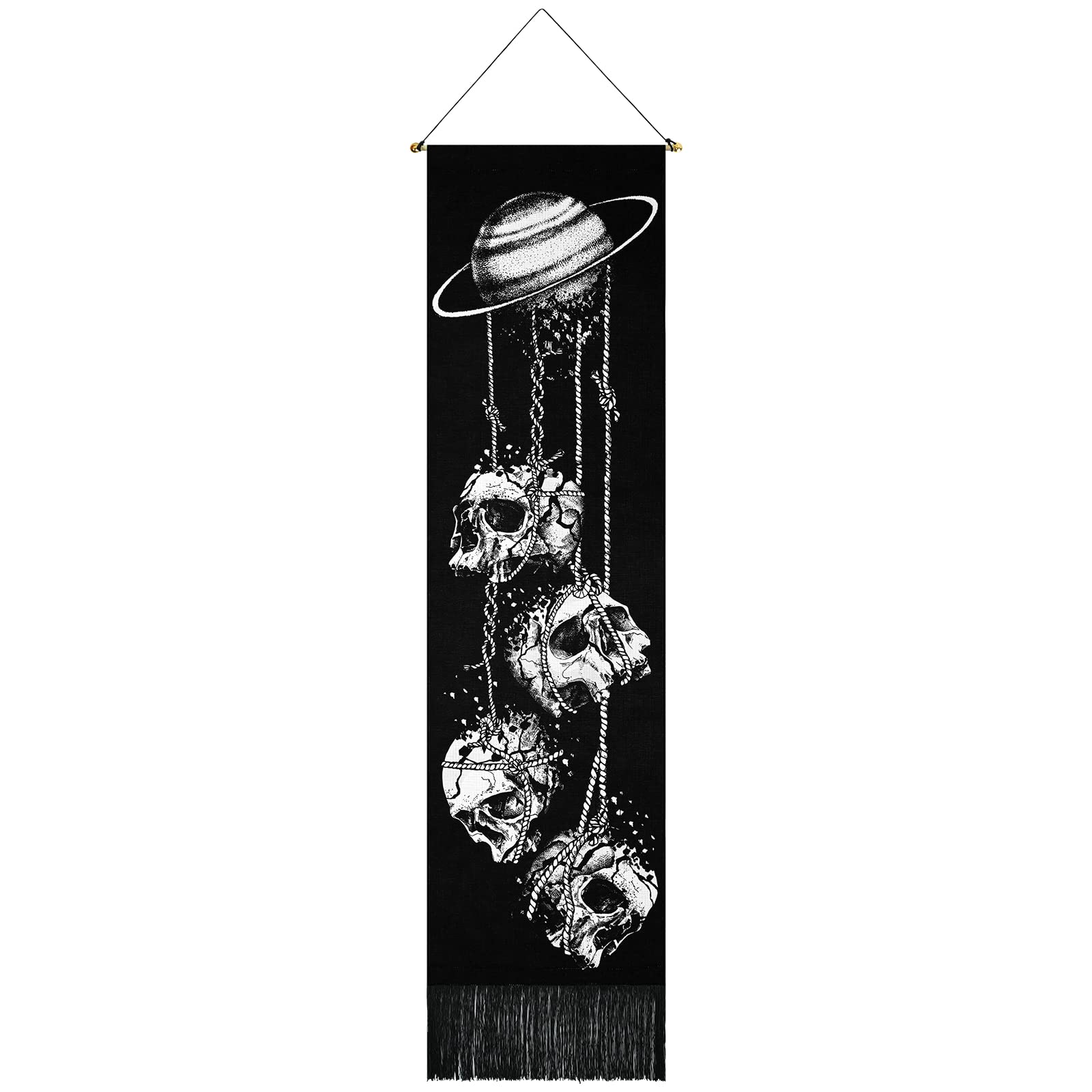 Skeleton Tapestry Planet  Gothic Skull White and Black for Bedroom, Living Room