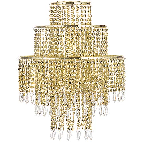 3 Tier Acrylic Chandelier Shade, Ceiling Light w/ Crystal Beads 12.6 inches Diameter